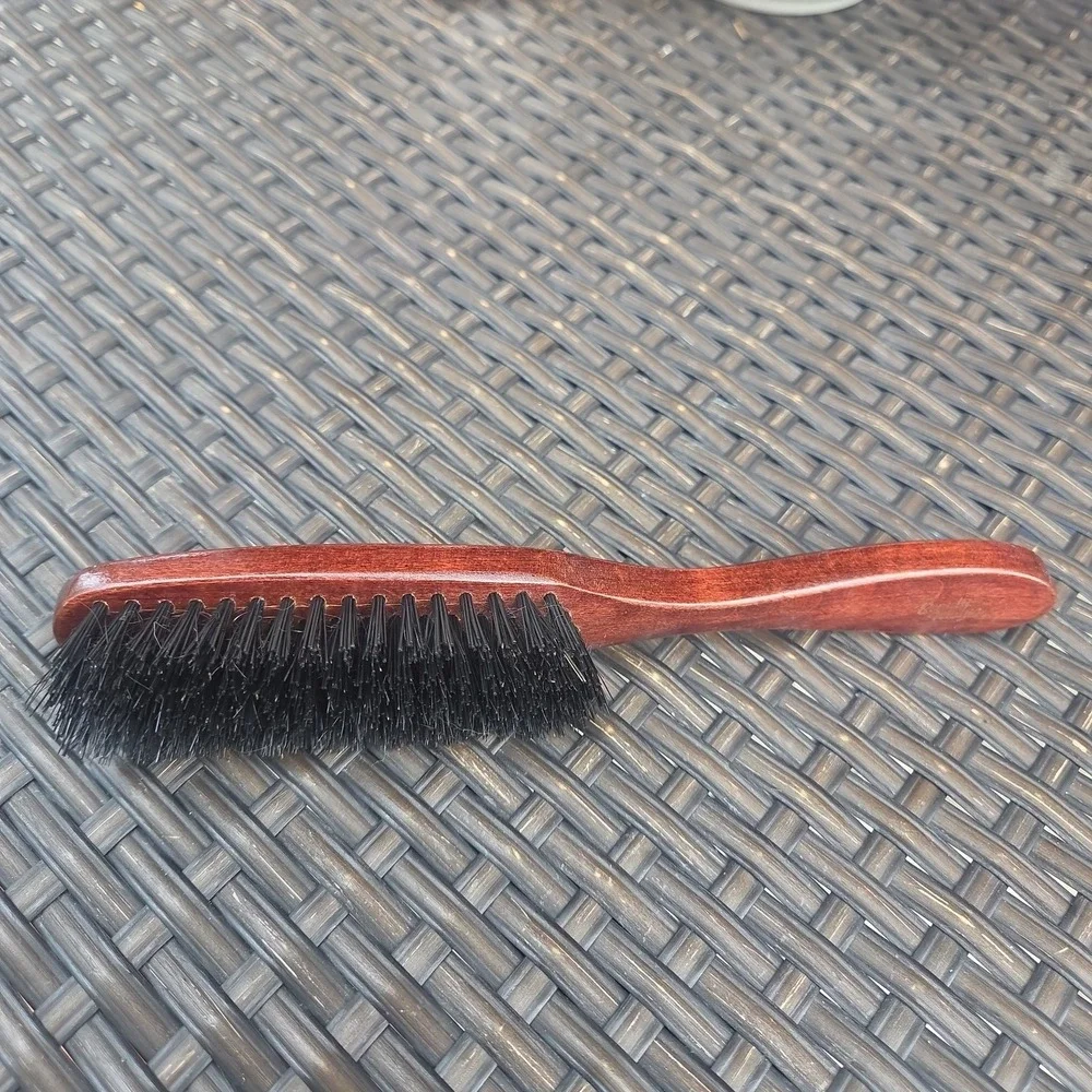 Vintage Dark Wooden Round Beauty Magic Bristle Thin Hairbrush Brush